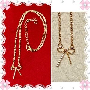 Necklace - gold tone metal with knot bow pendant - 16-18”L - new! BOGO offer ⬇️